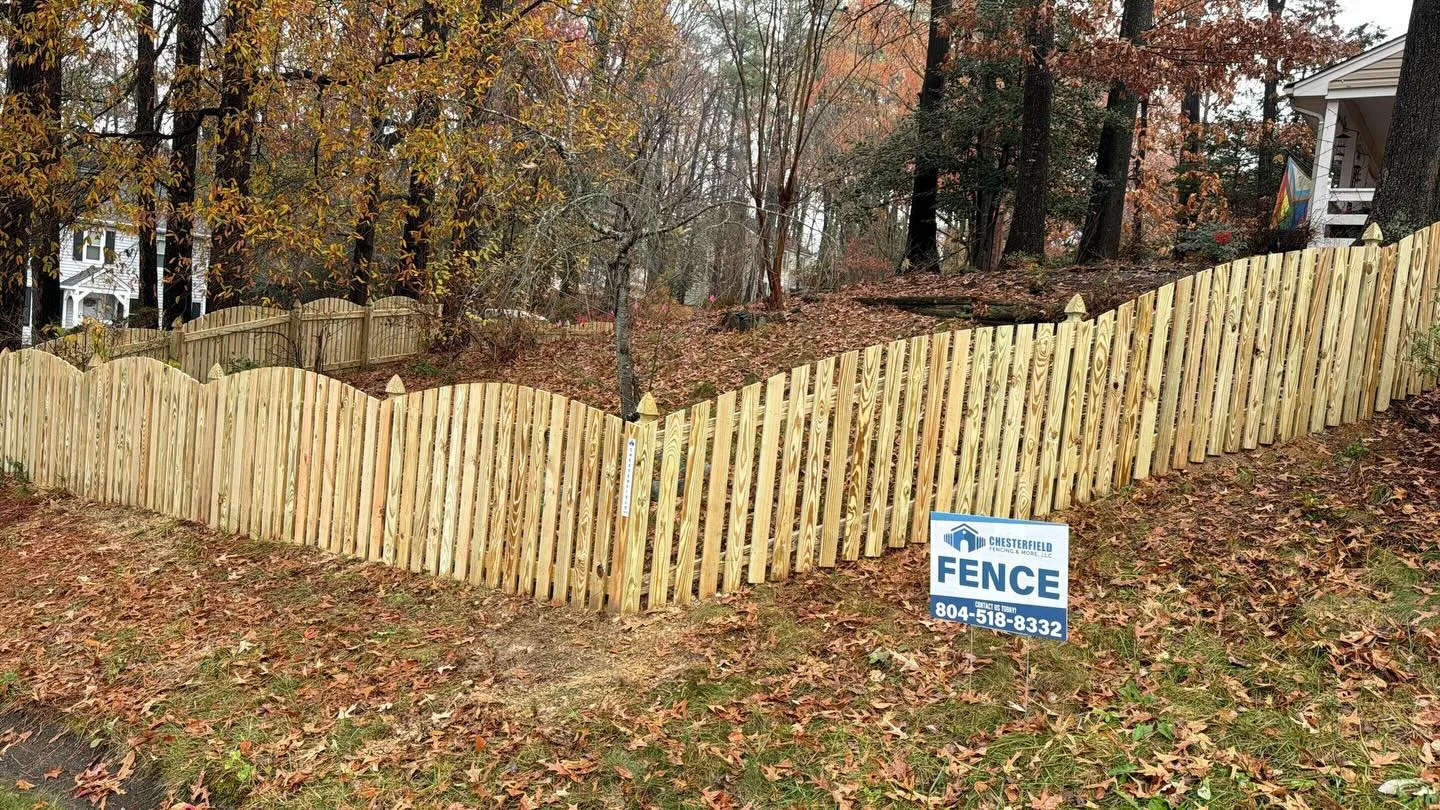 Wood privacy fence installation in Richmond, VA showing a professionally built fence that enhances curb appeal and property value